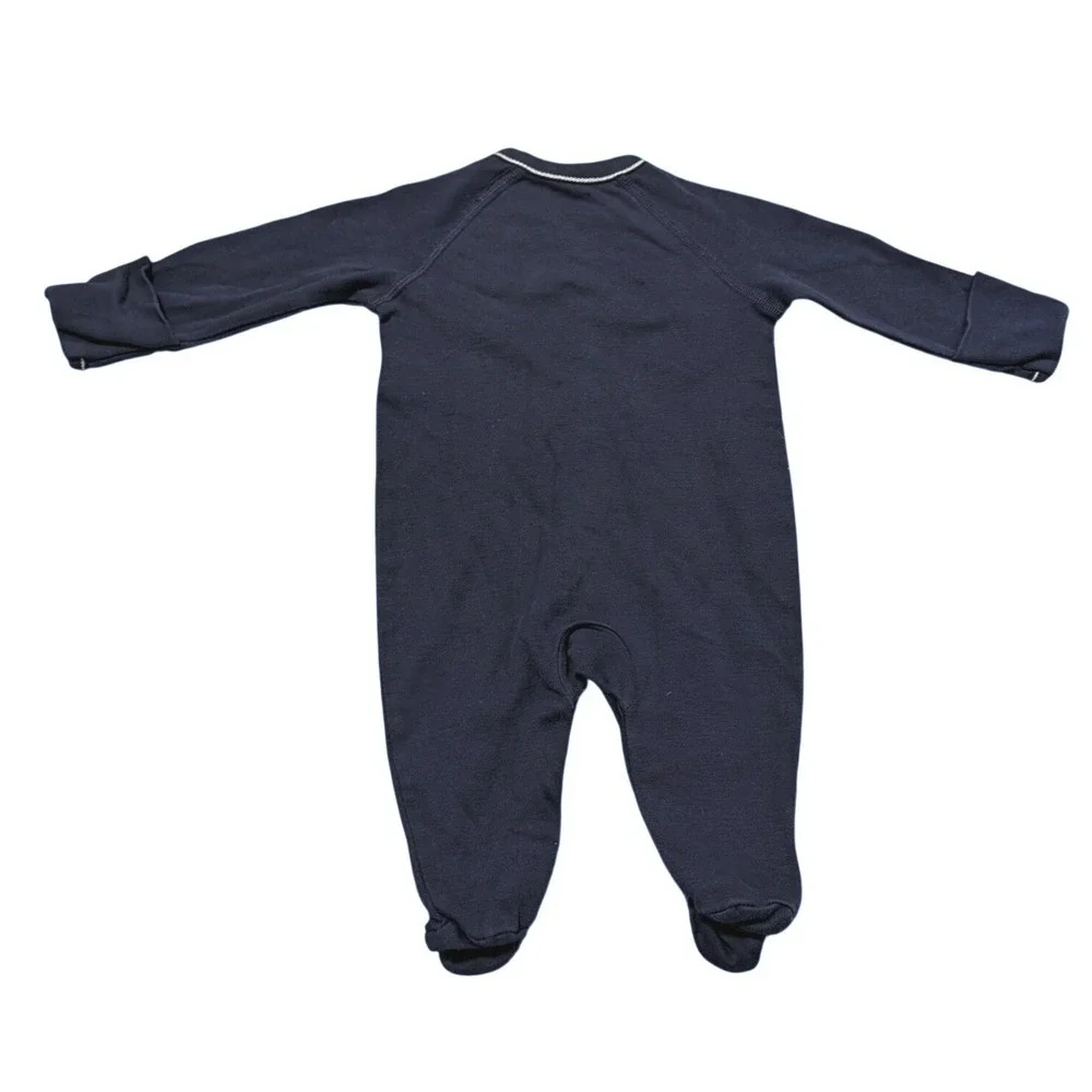 Ralph Lauren Baby Boy Navy Blue Footed Coverall Snap Front Sleeper 3M